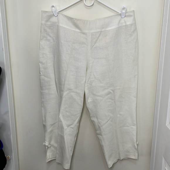 Vintage 100% linen off white Capris Pants Plus Size 20 - Picture 4 of 8